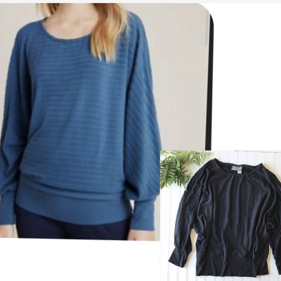 Anthropologie Saturday Sunday black batwing ribbed top - Picture 3 of 11